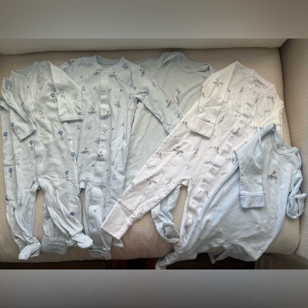 Livly Baby Blue and White Footed Pajamas Set